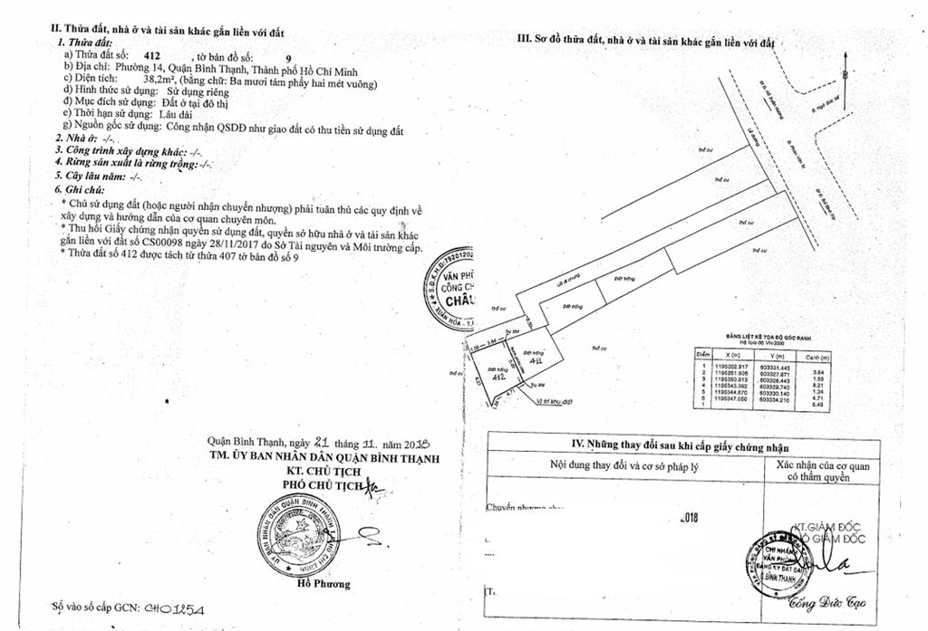Bán qsdđ thửa đất số 412, tờ bản đồ số 9, p. 14, q. bình thạnh, tp. hcm