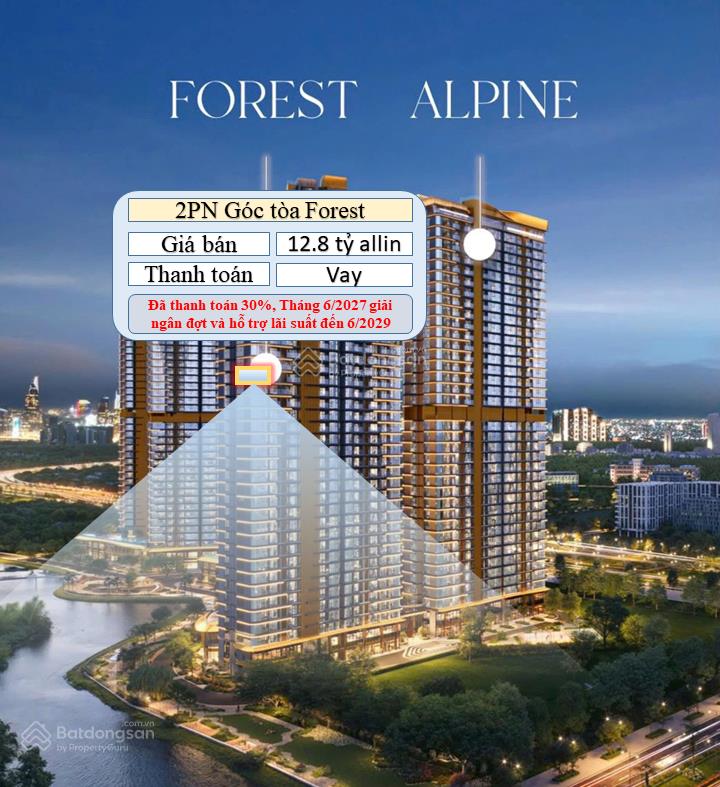 Bán căn 2pn góc eaton park tháp forest view sông và rạch chiếc trực diện
