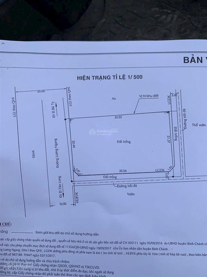 Chủ cần bán gấp 1.000m2 thổ cư giá rẻ 13,5 tỷ góc 3mt lương ngang