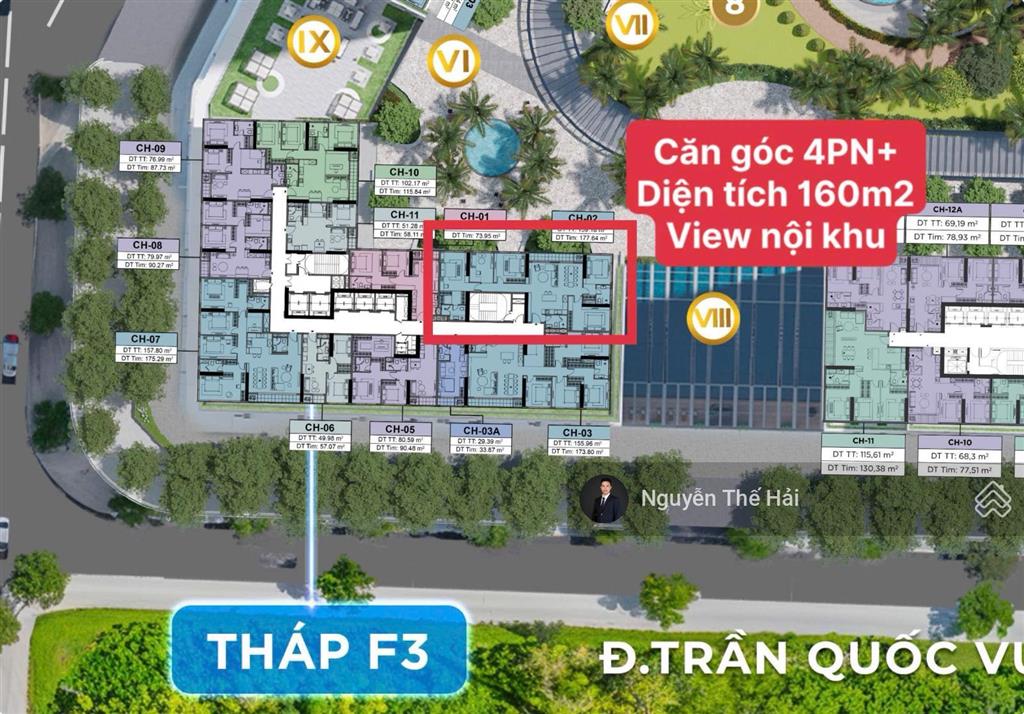 Căn góc 5 phòng ngủ, 177m2 tòa f3, view nội khu siêu đẹp, giá 21,7 tỷ, sun feliza cầu giấy