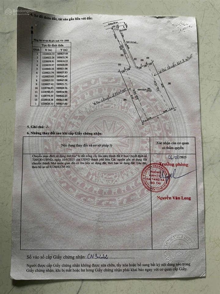 Bán đất an điền bến cát dt748 thông vào khu công nghiệp, 1.573m2 có 517.9m2 thổ cư giá 3tỷ500
