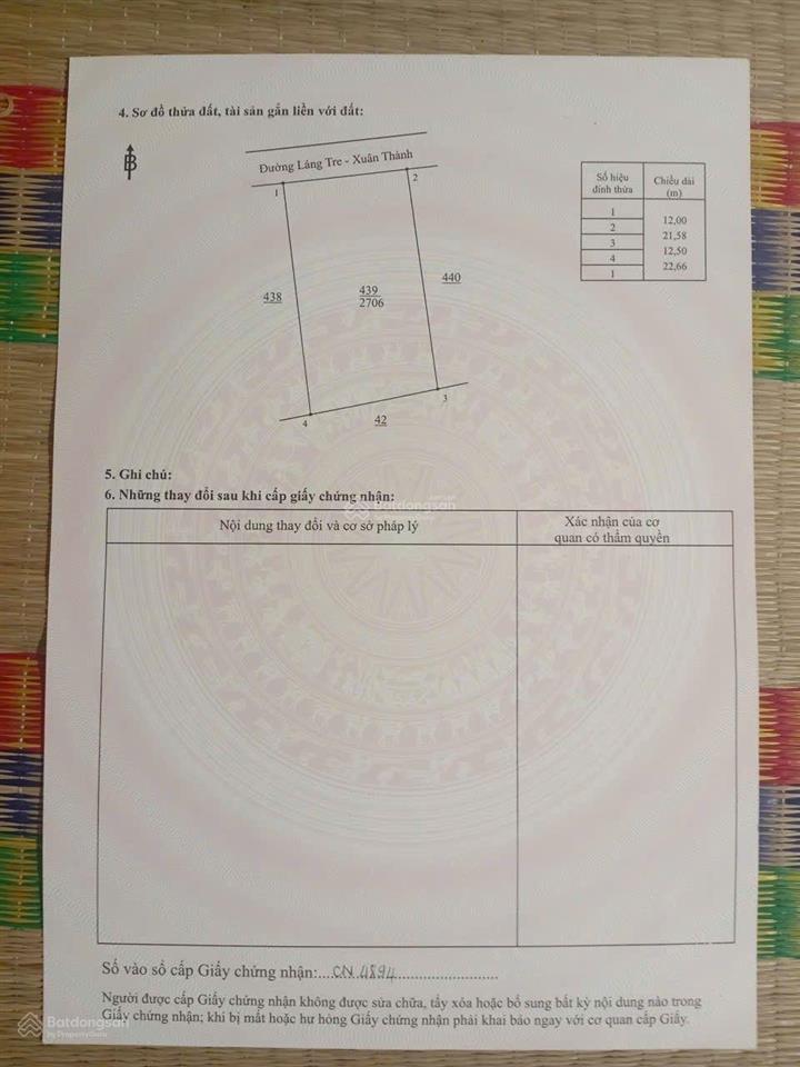 Cần bán lô đất 12m, đường láng tre xuân thành, xã suối cao cũ giá siêu hời