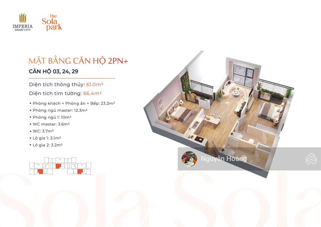 Bán nhanh căn hộ tại sola park, 2pn+, 64.2m², giá cắt lỗ 4.250 tỷ, 0365 691 ***