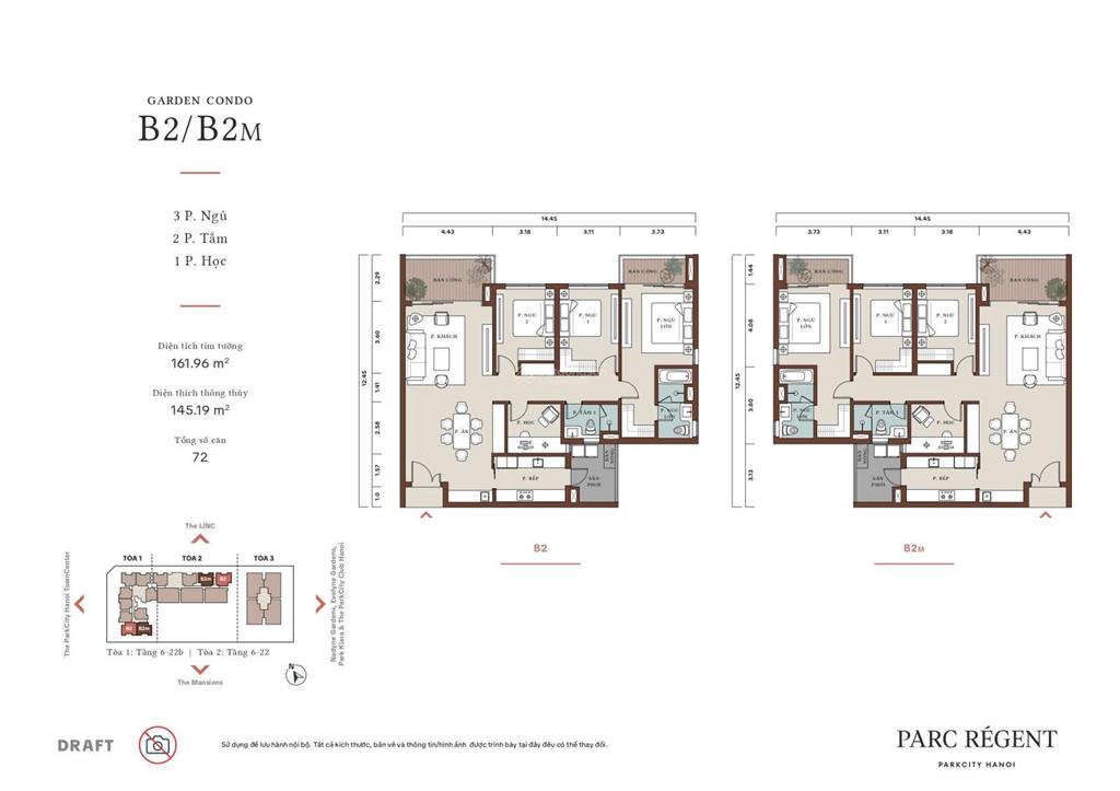 Cần bán căn b2 145m² tầng trung vip nhất parc regent, park city.