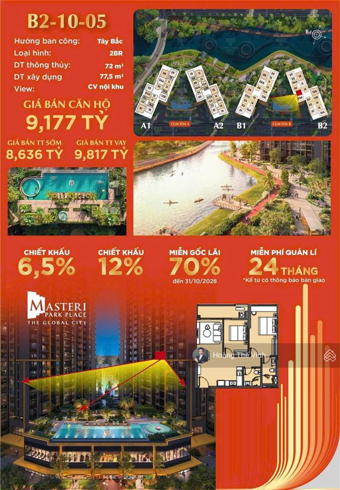 Khách mua ở hay đầu tư nên xem qua căn 3pn masteri park place view nội khu tầng 10 0932 778 ***