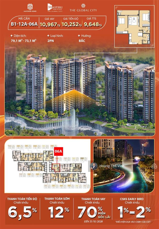 Sống chuẩn resort giữa đại đô thị global trung tâm sài gòn, căn 2pn 79,1m2 giá f1 cđt 0932 778 ***