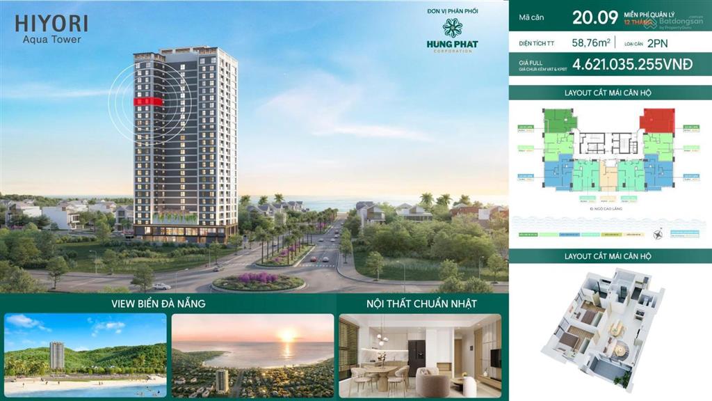 Căn góc 2pn theo chuẩn nhật bản view trực diện biển đà nẵng, tầng cao, sở hữu lâu dài