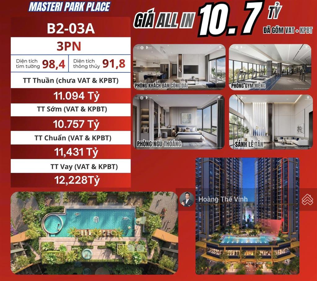 Rõ ràng căn 3 phòng ngủ 98.4m2 này giá hời 10.757 tỷ bao hết view hồ bơi vô cùng đẹp
