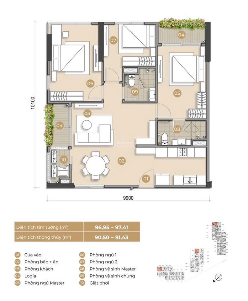 3pn mizuki park phân khu trellia cove giá tham khảo tốt trong khu vực