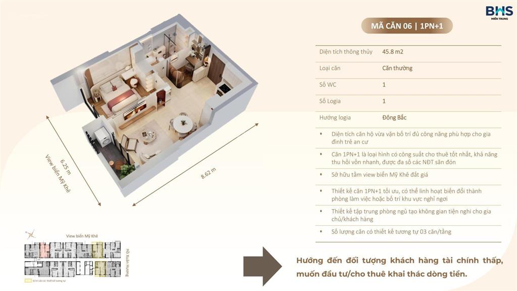 Căn hộ 2pn biển mỹ khê the poet residence, full nội thất liền tường, sổ lâu dài