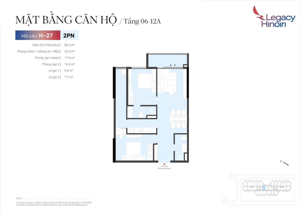 Căn h27 86,3m², 2pn, 2vs. chung cư legacy hinoiri trực tiếp cđt 0962 783 ***