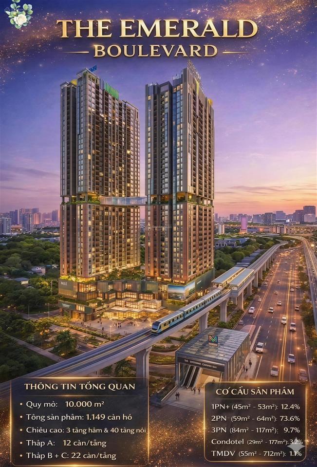 Vị trí vip ql13 căn hộ the emerald boulevard full nội thất 3,1 tỷ, trả 40% đến nhận nhà
