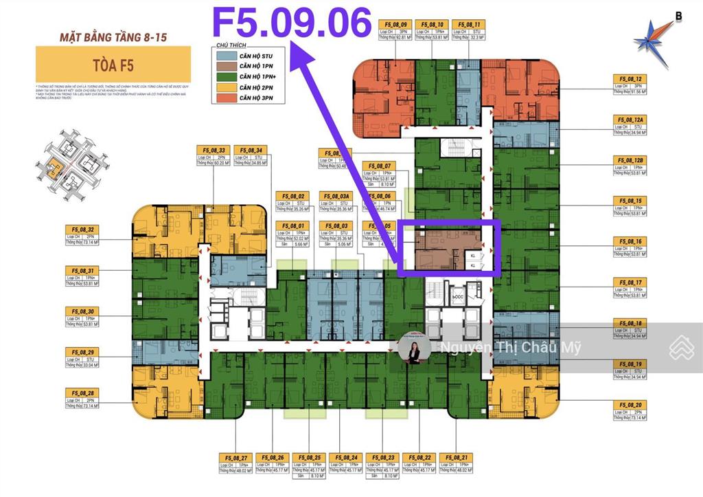 Châu mỹ srt căn 1pn giá tốt bảng hàng tòa f5 fours tower trong kđt nam hoà xuân