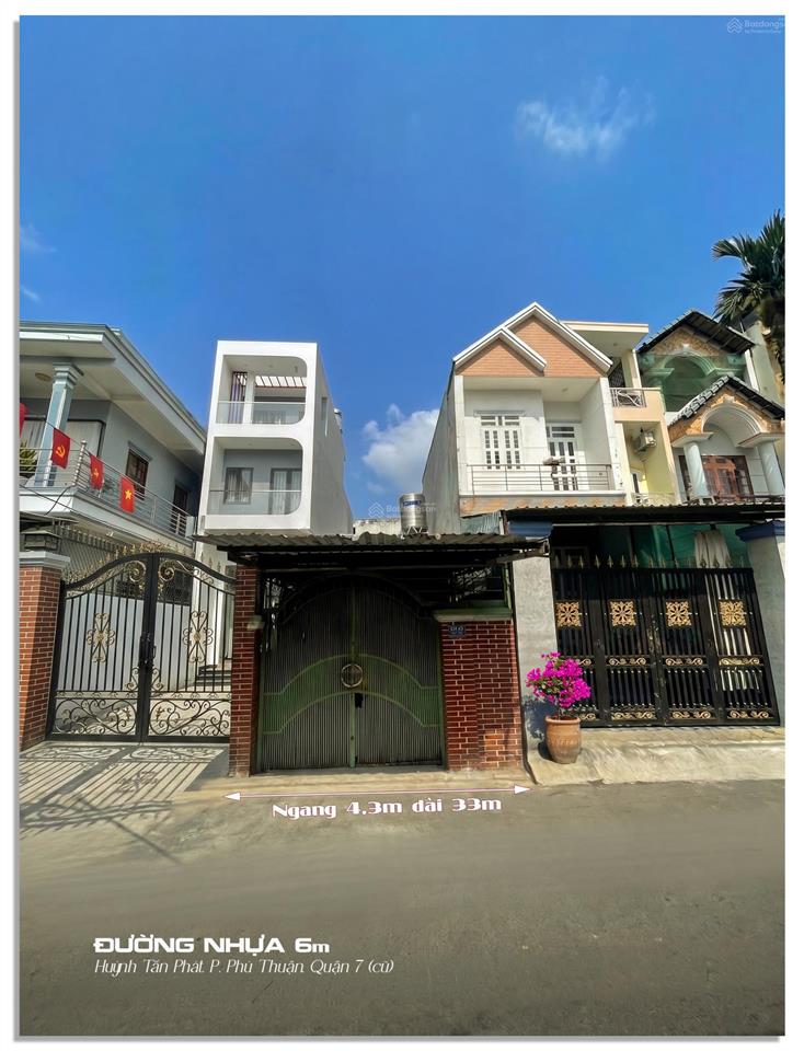 Chỉ 9,7 tỷ (60 triệu/m2) nhà dt 4,3x37m (160m2) đường nhựa 6m thông ra huỳnh tấn phát q. 7