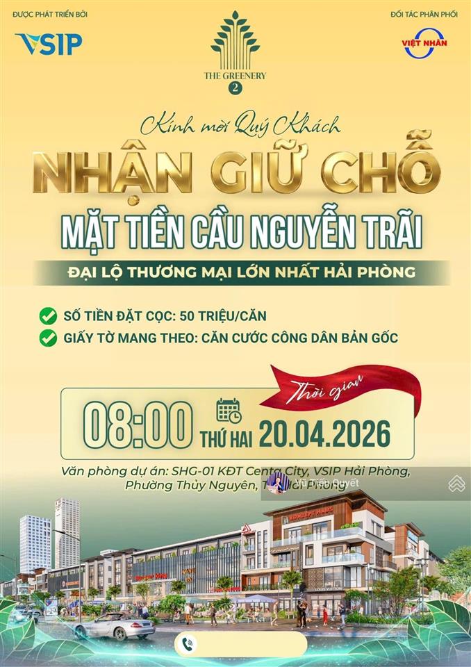 Bán liền kề 3,5t. the greenery 2| đại lộ 80m. giá 5 tỷ. sale chủ đầu tư 0819 866 ***