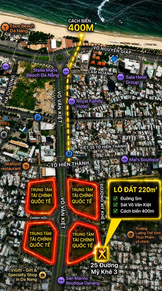 Bán nhanh võ văn kiệt cách biển mỹ khê 200m. diện tích khủng 220m² giá 17,5 tỷ