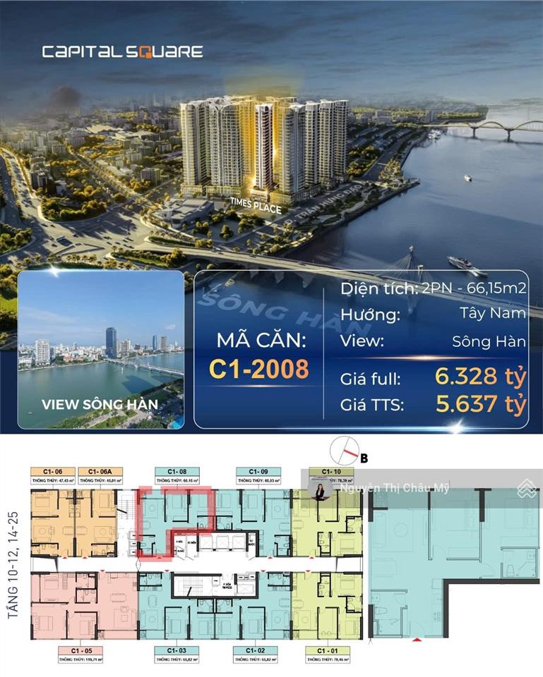 Châu mỹ srt căn hộ 2br capital square tòa c1 tòa times place