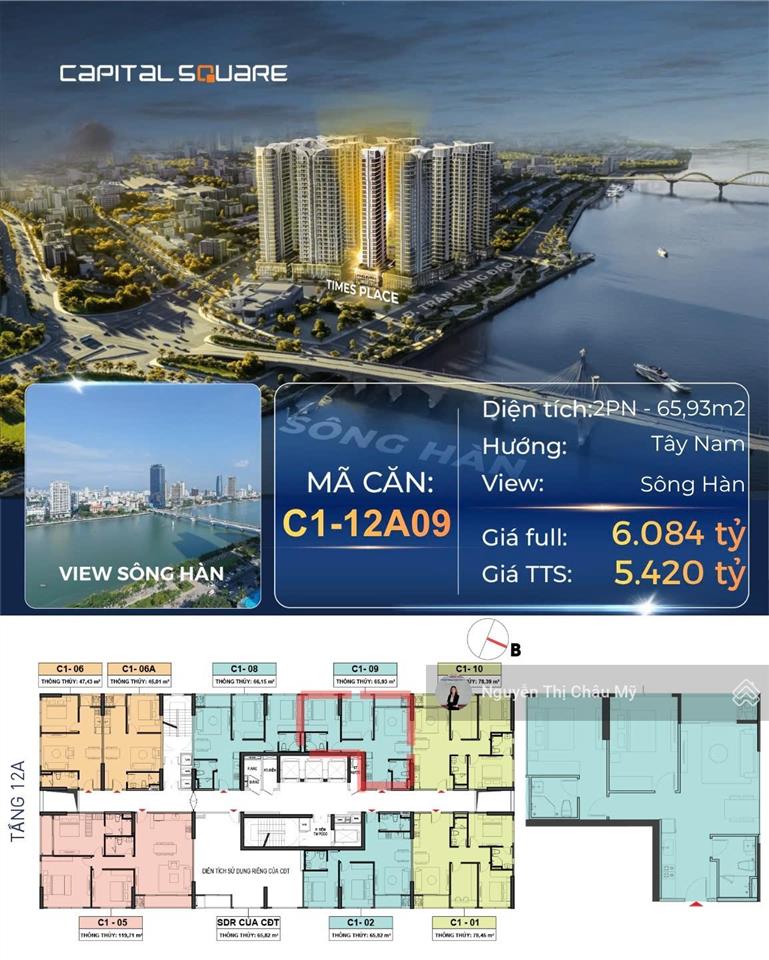 Châu mỹ srt căn hộ 2br capital square tòa c1 times view sông hàn nội khu