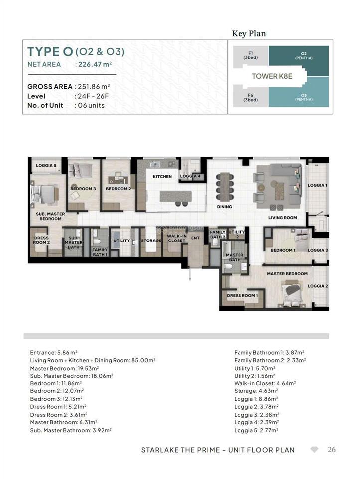 Penthouse k8 starlake (căn góc) 226.47m2 view hồ tây vĩnh viễn
