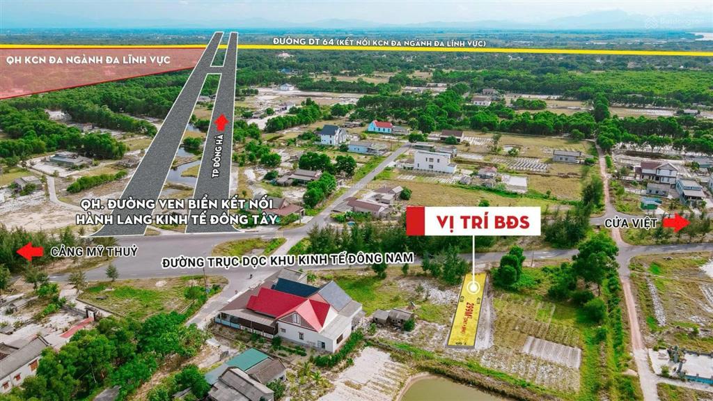 Mặt tiền đường 2 chiều hlkt 300m2 trục chính đường vành đai biển quảng trị rộng 60m