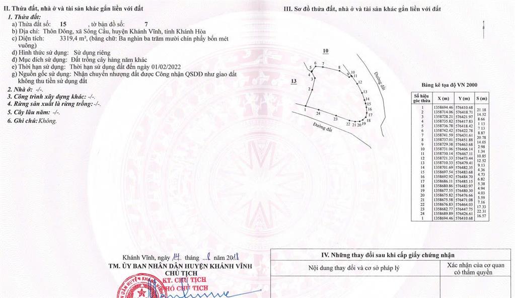 Bán gấp lô đất xã sông cầu, tại thôn đông, khánh vĩnh