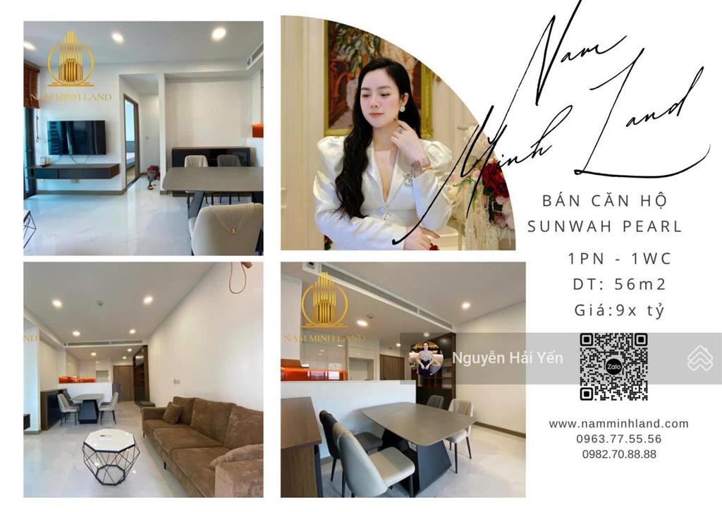 Hải yến nam minh land bán căn hộ sunwah pearl 1 phòng ngủ tòa whxx.07, tầng cao, sẵn hđt