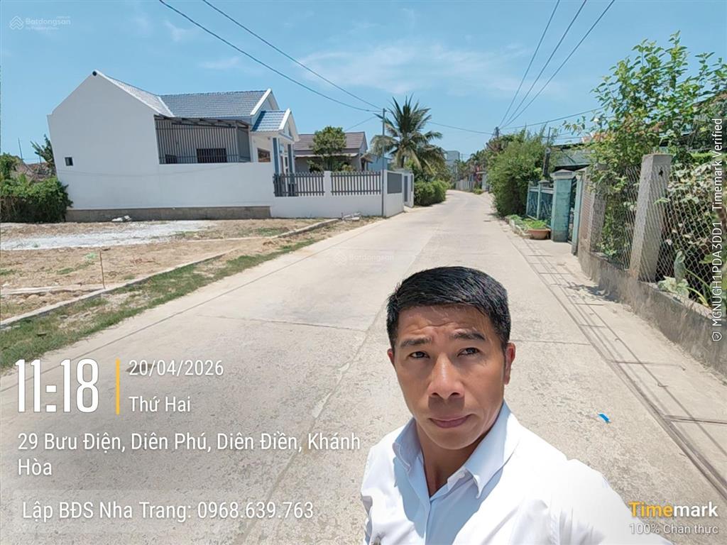 Đất mặt tiền kinh doanh gần quốc lộ 1a đường bưu điện, diên phú, diên khánh, khánh hòa. chỉ 1t418tr