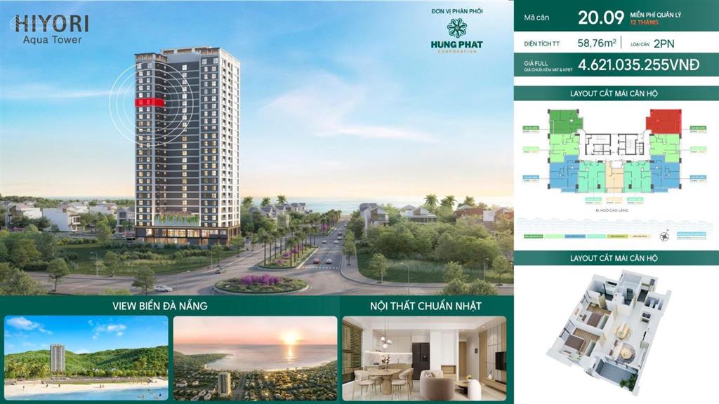 Căn 2pn trực diện biển, giá tốt, cách biển 300m, bàn giao full nội thất chuẩn nhật