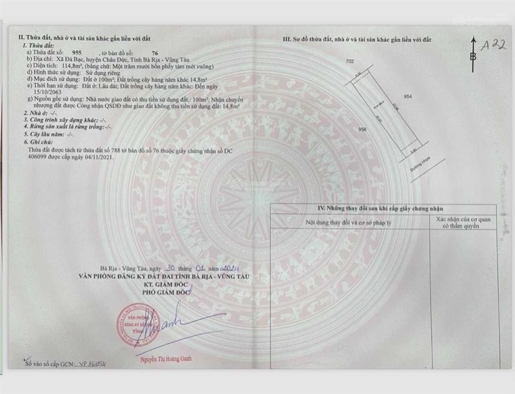 Chính chủ ngộp 50% chỉ 739tr giá bán đất nền đá bạc kcn vingroup châu đức. thêm 0975 571 ***