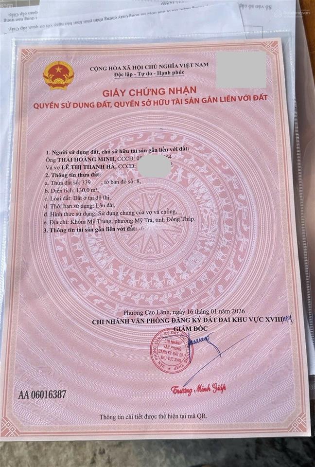 Chính chủ bán nhà 2 mặt tiền vị trí đẹp, khóm mỹ trung, phường mỹ trà. 0947 863 ***
