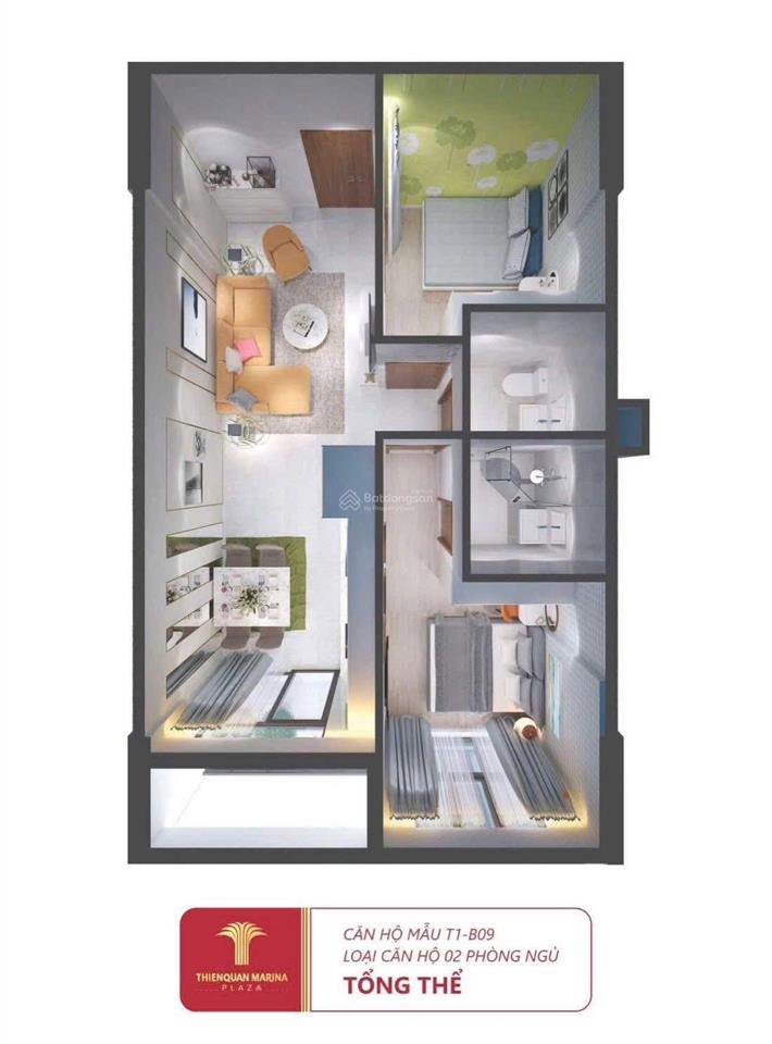 Chính chủ bán căn hộ 60m² 2pn 1 tỷ 868 thiên quân marina cần thơ