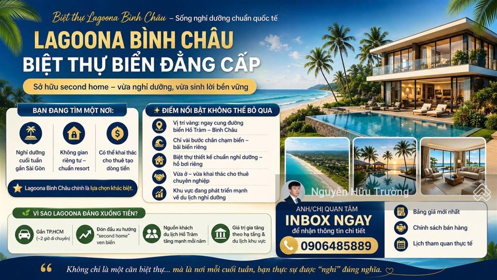 Di sản truyền đời lagoona bình châu. hãy trở thành chủ nhân của căn biệt thự song lập giá tốt
