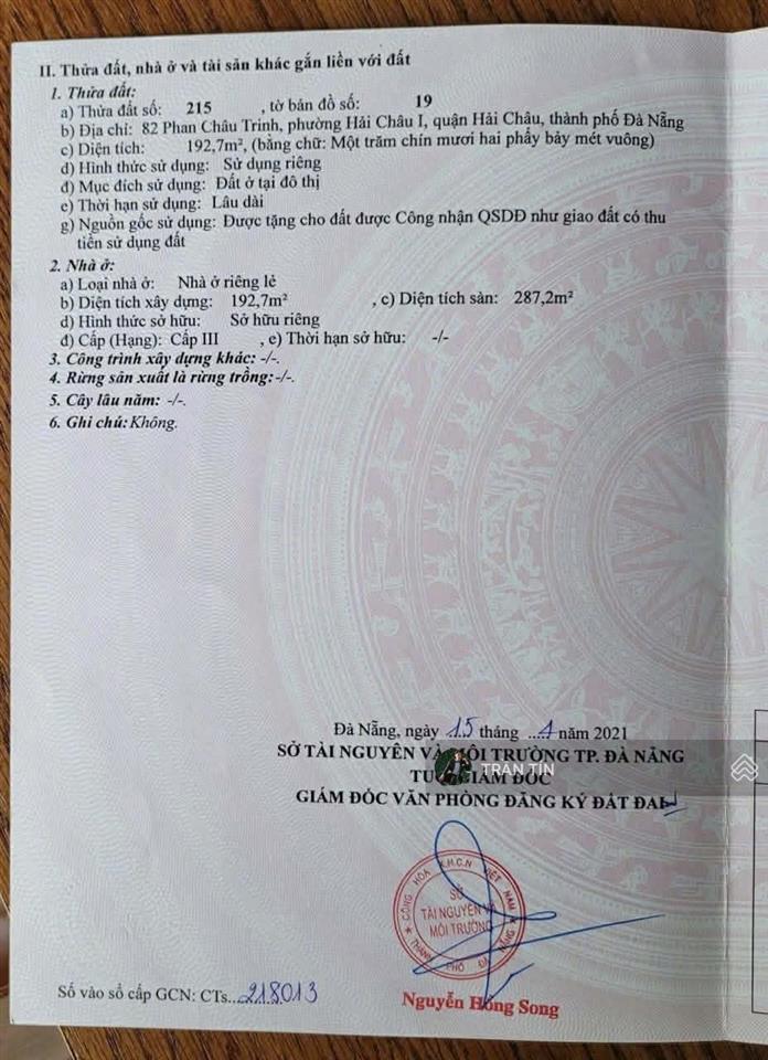 Đất phố phan châu trinh. vị trí đắc địa ngay ngã 5 phan châu trinh & trần quốc toản & hoàng diệu