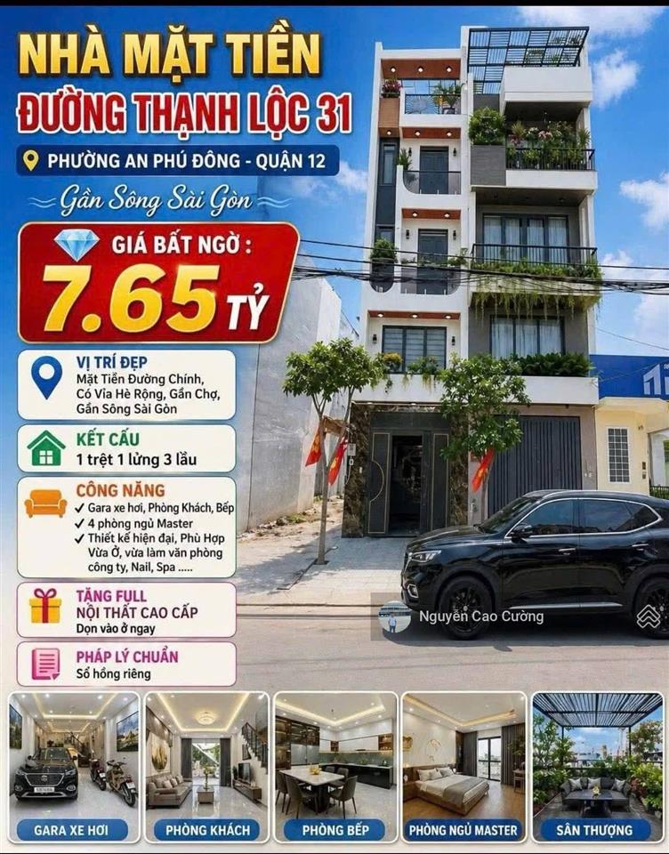 Mặt tiền giá rẻ hơn trong hẻm 4x13m 1 lửng 3 lầu thạnh lộc 31 đường 12m gần ngã tư ga