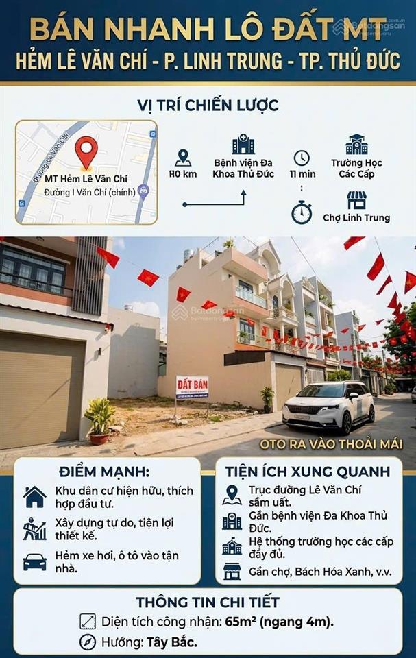 Đất hiếm đường lê văn chí phân khúc hơn 5 tỷ hẻm oto 7m thông linh trung