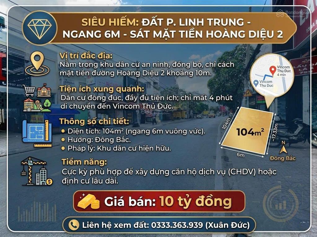 Hiếm ngang 6m sát mặt tiền hoàng diệu 2 thích hợp kinh doanh hoặc xây biệt thự