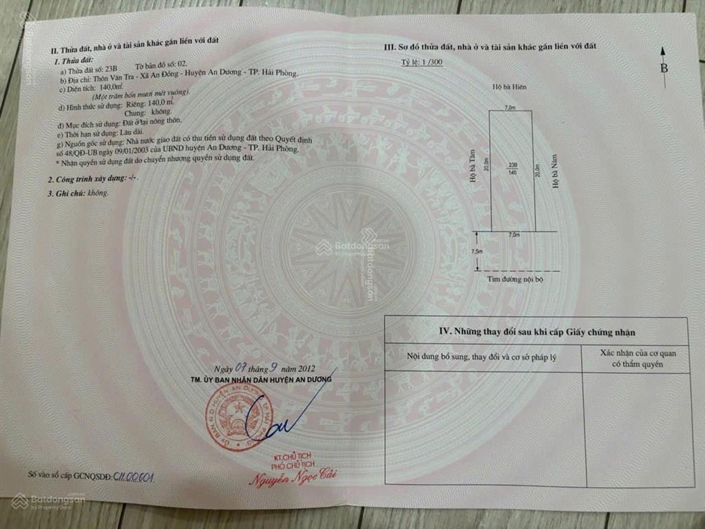 Chính chủ bán đất tuyến 2 bãi huyện, vân traan đồngan dươnghp 140m2 (đối diện hoàng huy)