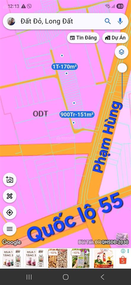 Thị trấn đất đỏ thích hợp an cư, kd lưu trú, xây nhà vườn. bán kính 2km chợ, trường học, kcn