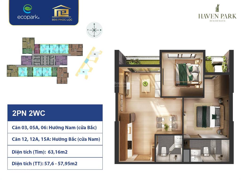 Bán gấp căn hộ cc cao cấp haven park kđt ecopark, diện tích 58m2 2pn2vs hưng yên 0913 969 ***