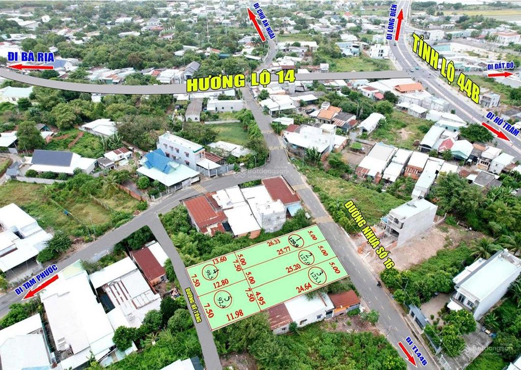 Giá chỉ 1,39 tỷ đất đường nhựa 5x26m=130m2 có 86m2 tc ở tam phước long điền brvt hcm
