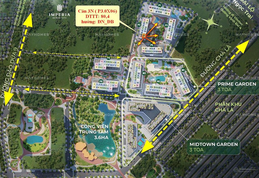 Căn 3pn đông nam, rẻ nhất thị trường. 4.3tỷ/80.38m², free dv 2 năm, the parkland 0344 131 ***