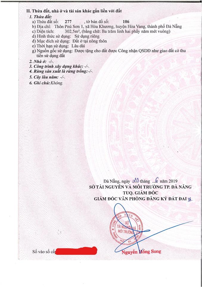 Bán đất giá cực chất tại xã hòa khương, hòa vang, đà nẵng, 3,2 tỷ, 302,5 m2