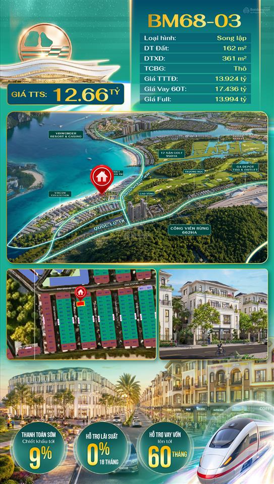 Cặp song lập bình minh sát biển rẻ nhát dự án 12,6 tỷ,dòng tiền 8%, sát công viên 5ha 0962 284 ***
