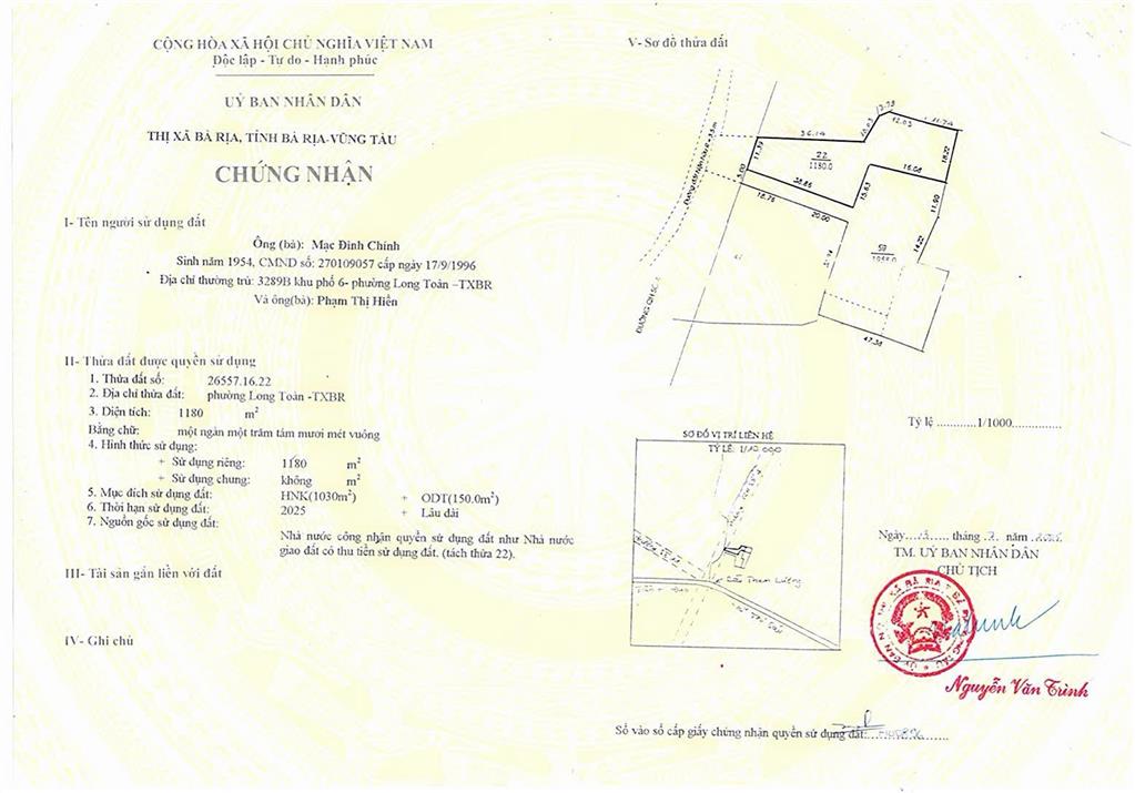 Cần bán đất nằm ngay mặt tiền đường võ văn kiệt, phường bà rịa, tp hcm
