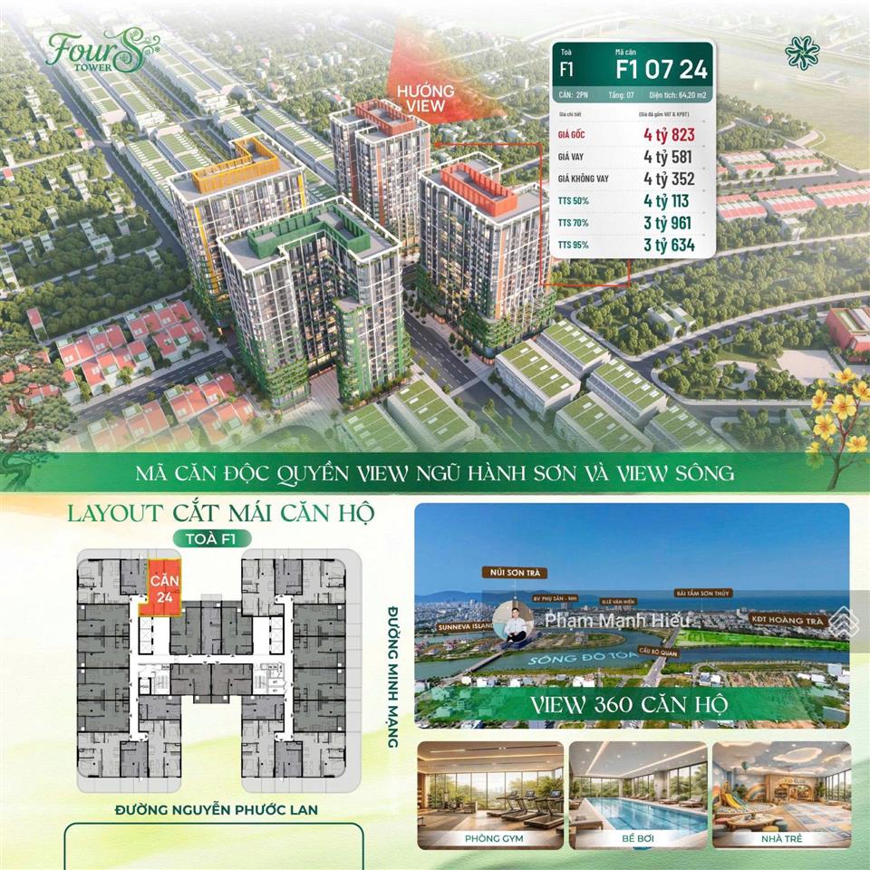 Căn hộ 1 phòng ngủ tầng 18 fours tower chỉ 1,6 tỷ full 100% cơ hội đầu tư hiếm!