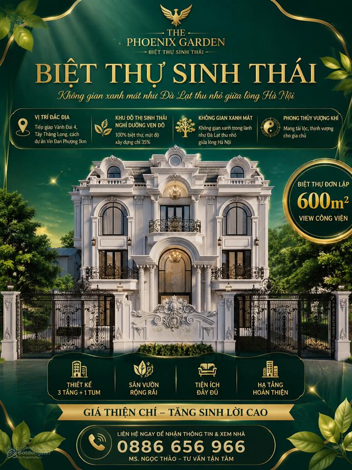 Thanh khoản nhanh căn bt 600m đẹp nhất dự án giá chỉ 65tr/m2