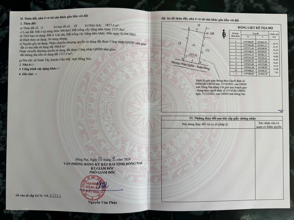Đất chính chủ đường xuân phú xuân tây, xã xuân đông, đồng nai