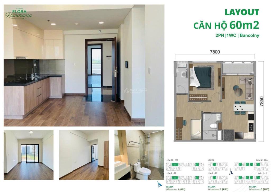 Bán căn hộ flora panorama 60m², đã có sổ hồng | giá 3,9 tỷ full thuế phí