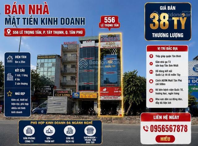 Bán nhà mặt tiền đường lê trọng tấn dt 6x25 đúc 1 trệt 1 lửng 4 lầu bán 38 tỷ 0888 755 *** hiểu