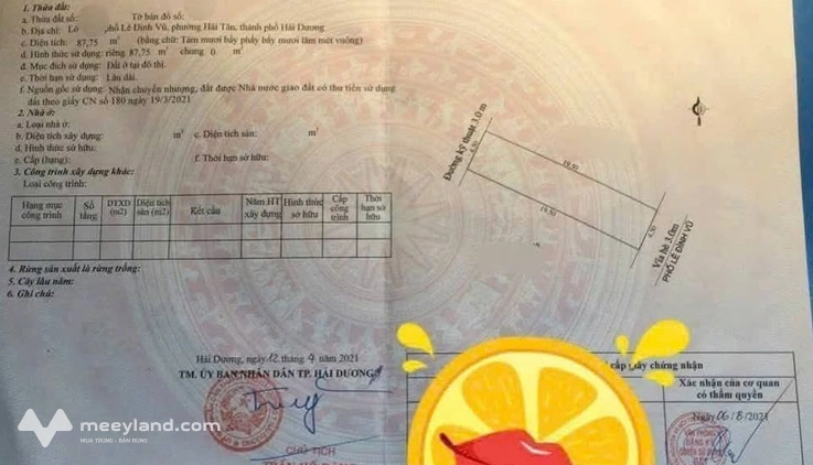 Bán đất phố Lê Đình Vũ, Hải Dương - Vị trí trung tâm khu đô thị văn minh